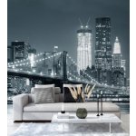 Gario Fototapeta Brooklynský most v noci, New York černobílá verze Materiál: Vliesová, rozměry 100 x 100 cm – Sleviste.cz