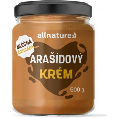 Allnature Arašídový krém s mléčnou čokoládou 500 g – Zbozi.Blesk.cz