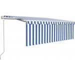 vidaXL Automatická markýza roleta LED a senzor větru 4,5x3 m modrobílá – Zboží Mobilmania