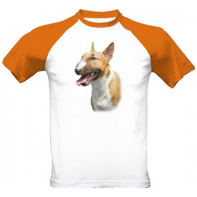 Tričko s potiskem Mini bulteriér pánské Oranžová a bílá