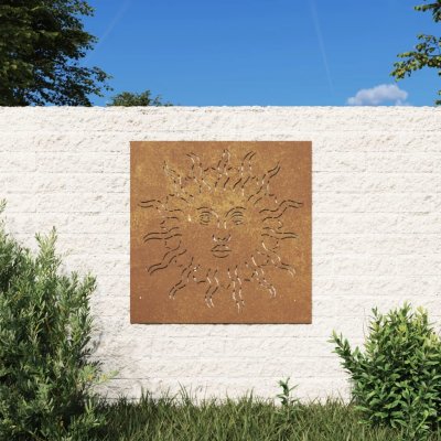 zahrada-XL Zahradní nástěnná dekorace 55 x 55 cm cortenová ocel Slunce – Zboží Mobilmania