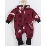 New Baby Kojenecký bavlněný overal s kapucí a oušky Paw tmavě růžový – Sleviste.cz