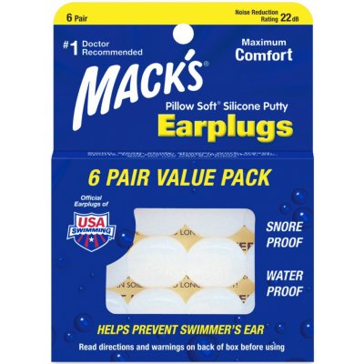 Macks Pillow Soft silikonové tvarovatelné ucpávky špunty do uší bílé 6 párů