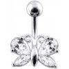 Piercing Šperky4U stříbrný piercing do pupíku motýlek BP01207-C