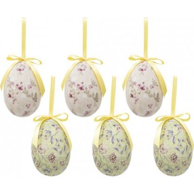 Clayre & Eef dekorace závěsné vajíčko s květy Spring Egg Ø 7*10 cm 6ks – Zboží Dáma