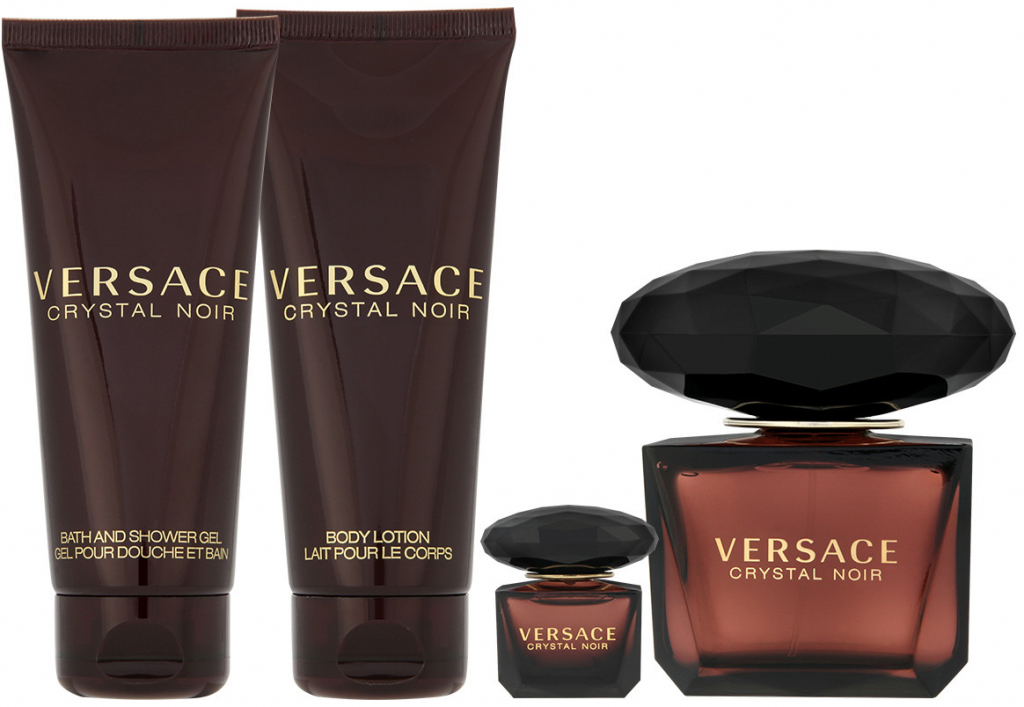 Versace Crystal Noir EDT 90 ml + EDT 5 ml + sprchový gel 100 ml + tělové mléko 100 ml dárková sada