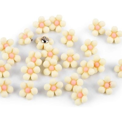 Knoflík plastový 14 mm 3D květ krémová – Hledejceny.cz