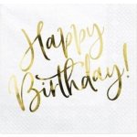 PartyDeco ubrousky 3V Happy birthday zlaté 20ks 33x33cm – Zboží Dáma