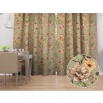 Biante Bavlněný závěs Sandra SA-472 Hnědé květy magnolie na zeleném 150x250 cm – Sleviste.cz