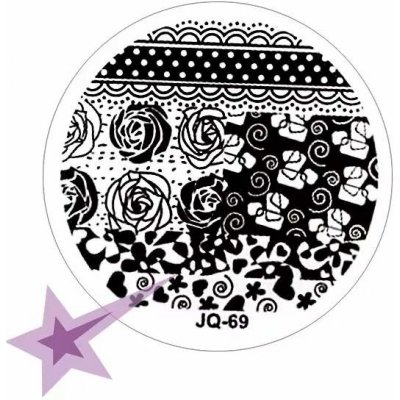 Starnails Razítkovací destička JQ69 růže srdíčka krajka – Zboží Dáma
