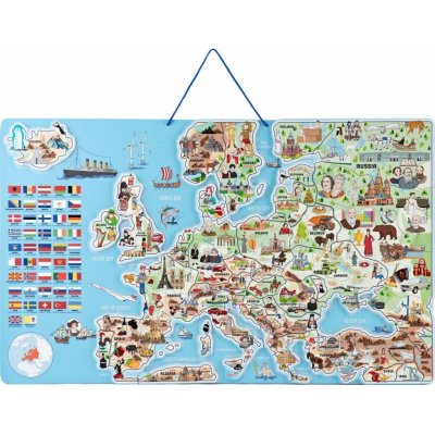 Magnetická mapa EVROPY, společenská hra 3 v 1 v AJ – Zboží Mobilmania