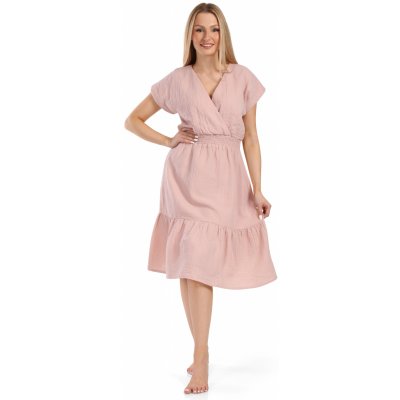 Moniel letní těhotenské a kojicí mušelínové šaty Pink – Zboží Dáma