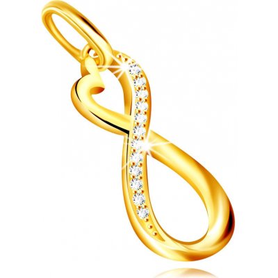 Šperky Eshop Zlatý přívěsek asymetrický symbol INFINITY, kulaté zirkony v čirém odstínu S4GG245.23