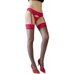 Cottelli Collection Podvazkové punčochy Černé s červenou krajkou – Sleviste.cz