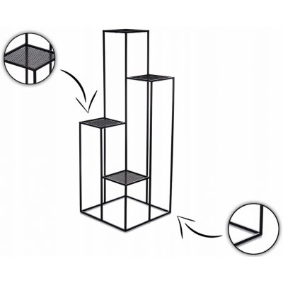 HowHomely STOJAN NA KVĚTINÁČ KASKADA 110x40x40 cm ČERNÁ – Sleviste.cz