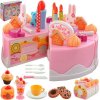 Příslušenství k dětským kuchyňkám Kruzzel 22382 Dětský plastový narozeninový dort růžový 75 dílů
