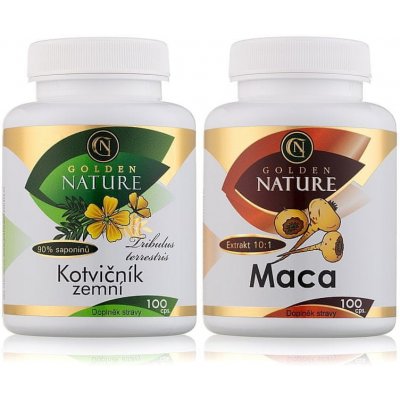 Golden Nature Kotvičník zemní 90% 100 kapslí + Golden Nature Maca 100 kapslí – Hledejceny.cz