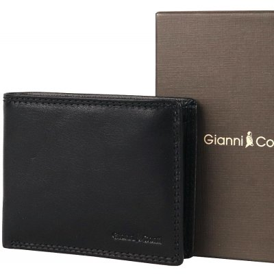 Gianni Conti no. 020 Luxusní hladká kožená peněženka černá – Zboží Mobilmania