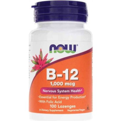 NOW Foods NOW Vitamin B12 with Folic Acid 1000 mcg, 100 pastilek – Hledejceny.cz