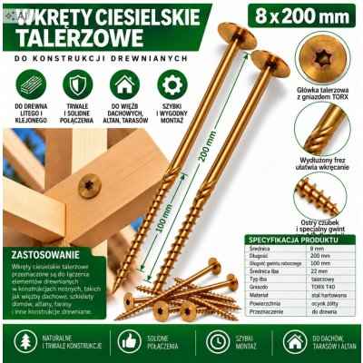 Vruty do dřeva PGB 8 x 200 mm 50 ks – Hledejceny.cz