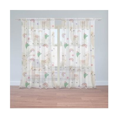 Sablio Záclony Roztomilé lamy: 2ks 150x250cm – Hledejceny.cz