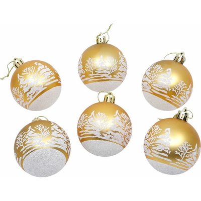 SEIZIS Set 6 koulí - zlato/bílé se stromy 6cm – Hledejceny.cz