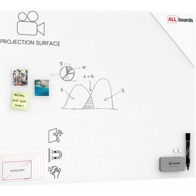 Allboards TSO120x90P4 Skleněná projekční tabule matná magnetická 120 x 90 cm – Zboží Živě