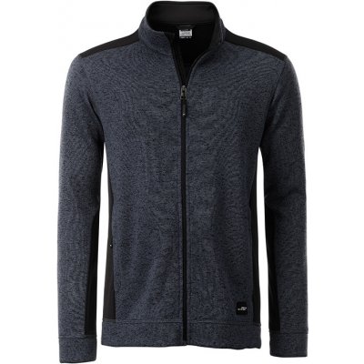 JAMES & NICHOLSON na zip Knitted Workwear Fleece JN862 Carbonový melír Černá – Zbozi.Blesk.cz