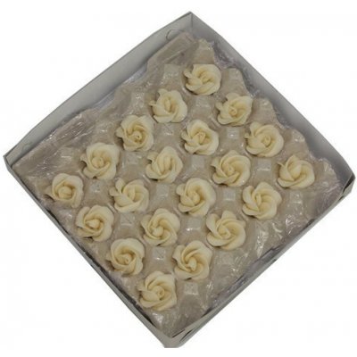Marcipánové růže bílé – White Luxury 35 mm, 5 lístků (ruční výroba) – Zboží Dáma