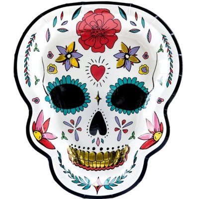 Party Deco Papírové party talíře Dia de los Muertos 19 x 23 cm – Hledejceny.cz