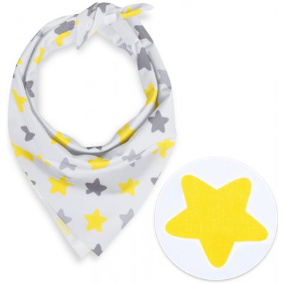 Biante dětský bavlněný šátek Sandra SA-203 žluto-šedé hvězdy – Zboží Dáma