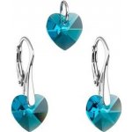 Pavona sada náušnic a přívěšku se srdíčky Crystals from Swarovski Aqua 39003.3 Blue Zircon – Sleviste.cz