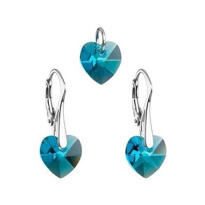 Pavona sada náušnic a přívěšku se srdíčky Crystals from Swarovski Aqua 39003.3 Blue Zircon – Sleviste.cz