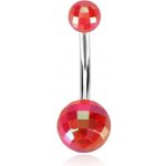 Šperky eshop piercing do pupíku akrylové disko koule v červeném odstínu duhové odlesky W25.05 – Hledejceny.cz