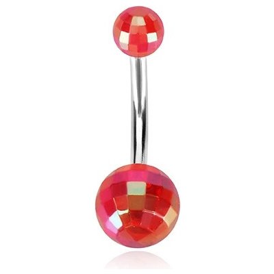 Šperky eshop piercing do pupíku akrylové disko koule v červeném odstínu duhové odlesky W25.05 – Hledejceny.cz