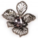 Stoklasa brož s broušenými kamínky a kamenem 1 antracit stříbrná tmavá – Hledejceny.cz