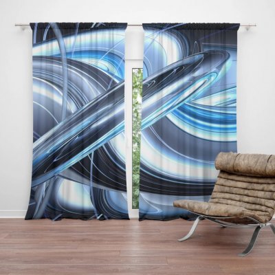 Sablio Závěs Modrá abstrakce: 2ks 140x250cm – Hledejceny.cz
