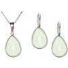 Swarovski Elements Pear stříbrná sada set souprava náušnice a přívěsek s řetízkem zelená slzička kapka 39143.3 Powder Green zelená světlá pudrová pastelová