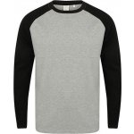 Pánské triko s dlouhým Baseball rukávem SF Men šedá melír-černá FM271 – Zboží Mobilmania