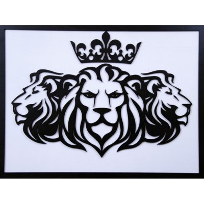 Block Engrave Dřevěný barevný obraz - Trojice lvů – Hledejceny.cz
