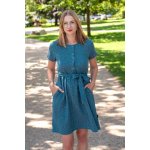 Jsem máma mušelínové kojicí šaty s mašlí kouřově modré s puntíčky – Sleviste.cz