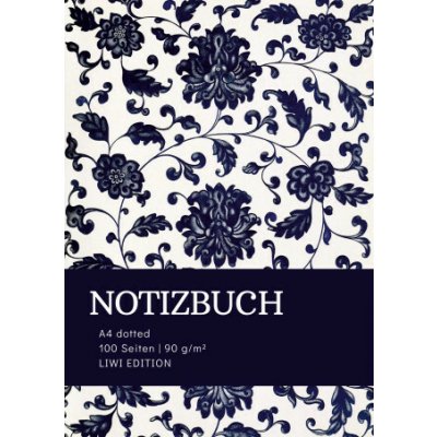 Notizbuch A4 dotted 100 Seiten Soft Cover floral blau FSC Papier – Zboží Živě