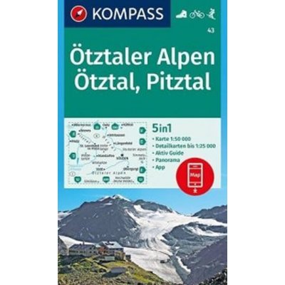 Kompass 43 Ötztaler Alpen, Ötztal, Pitztal 1:50 000 turistická mapa