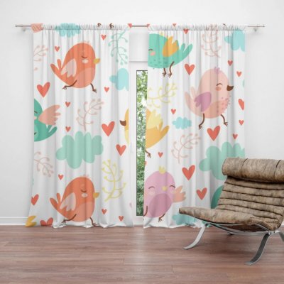 Sablio Závěs Oblak s ptáčky: 2ks 140x250cm – Hledejceny.cz