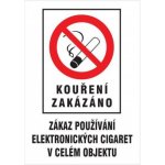 MAGG Kouření zakázáno - Zákaz používání el. cigaret - plastová tabulka A4 – Zboží Dáma