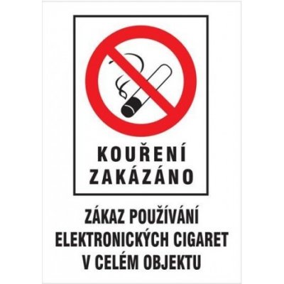 MAGG Kouření zakázáno - Zákaz používání el. cigaret - plastová tabulka A4