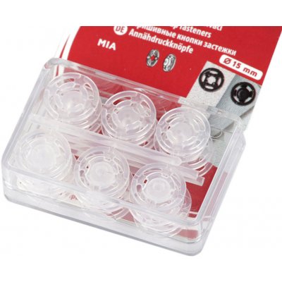 Plastové patentky / stiskací knoflíky Ø7-15 mm Varianta: 10 (15 mm) transparent, Balení: 1 blistr – Sleviste.cz