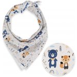 Biante dětský bavlněný šátek Sandra SA-595 Modro-béžová lesní zvířátka na bílém – Sleviste.cz