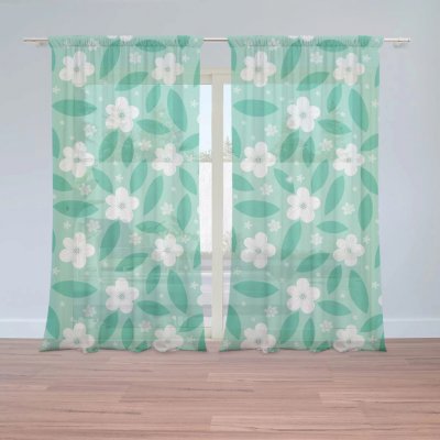 Záclony Bílé květy s lístky: 2 ks - 150x250 cm - Sablio – Hledejceny.cz