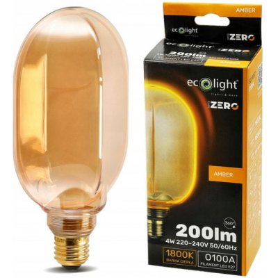 ECOLIGHT Dekorativní LED žárovka E27 4W 200lm O100 Amber Retro - řada ZERO – Hledejceny.cz